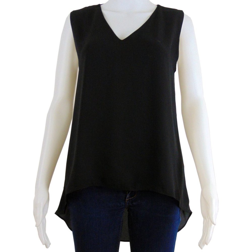 NEW - Black Sheer Hi Low Tapered Top Size XS
